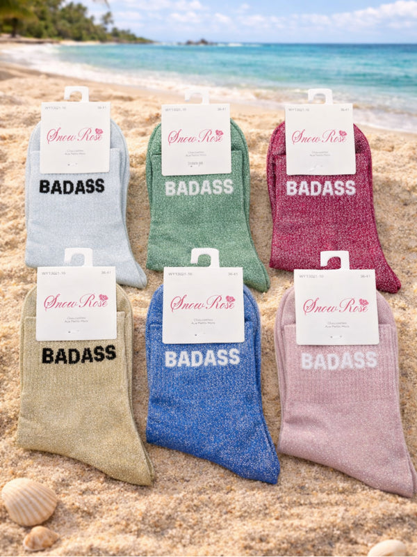 Chaussettes hautes à paillettes "BADASS"