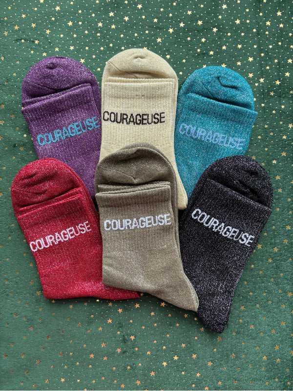 Chaussettes à paillettes "COURAGEUSE" 36/41
