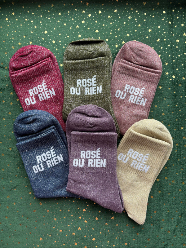 Chaussettes à paillettes "ROSÉ OU RIEN" 36/41