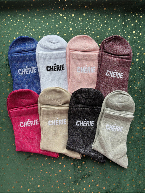 Chaussettes hautes à paillettes "CHERIE" 36/41