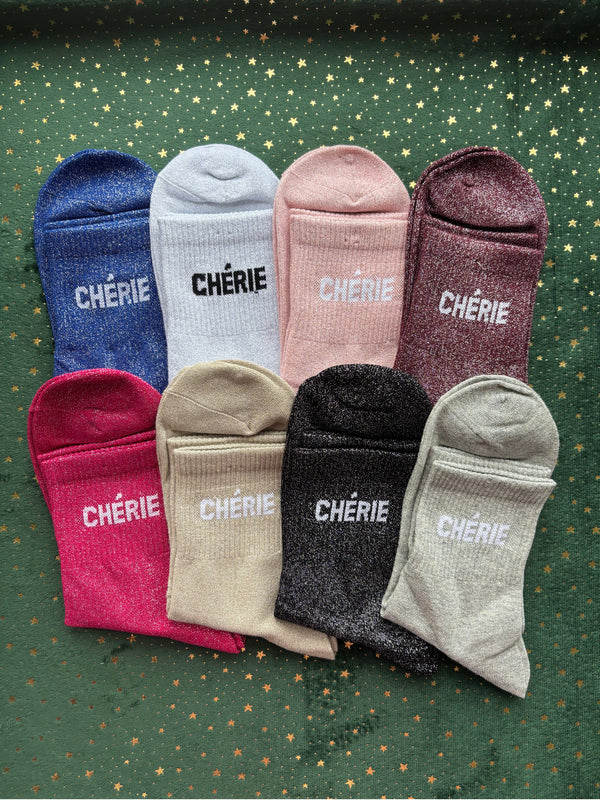 Chaussettes hautes à paillettes "CHERIE" 36/41