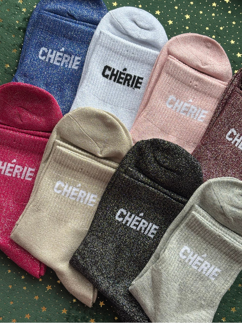 Chaussettes hautes à paillettes "CHERIE" 36/41