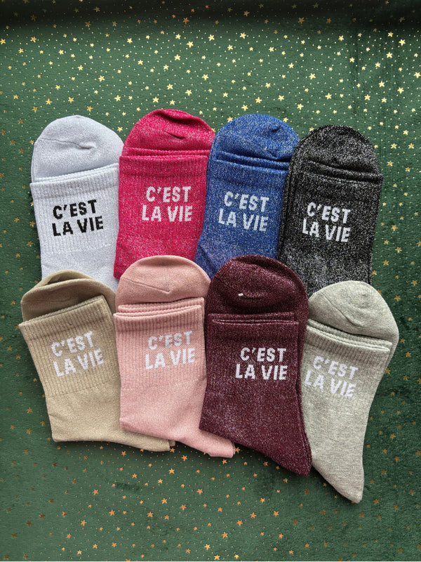 Chaussettes à paillettes "C'EST LA VIE" 36/41