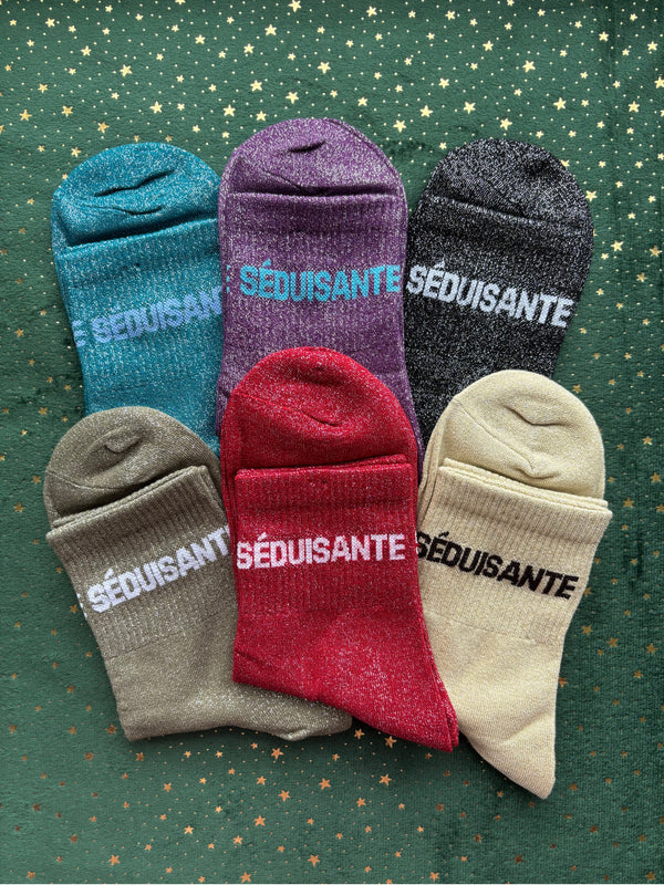 Chaussettes hautes à paillettes "SEDUISANTE" 36/41