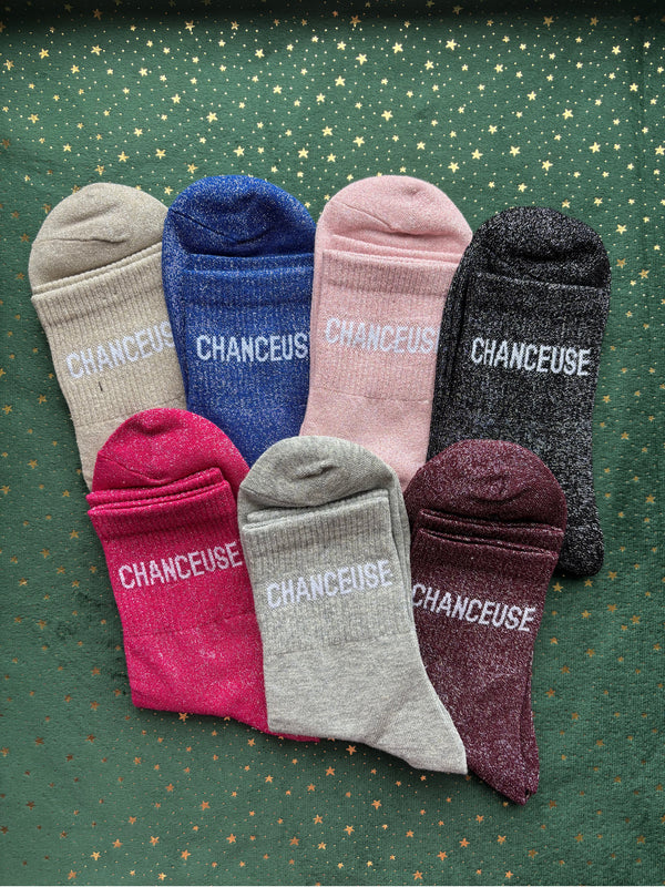 Chaussettes à paillettes "CHANCEUSE" 36/41