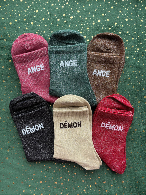 Chaussettes à paillettes "ANGE DEMON" 36/41
