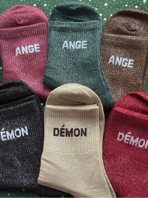 Chaussettes à paillettes "ANGE DEMON" 36/41