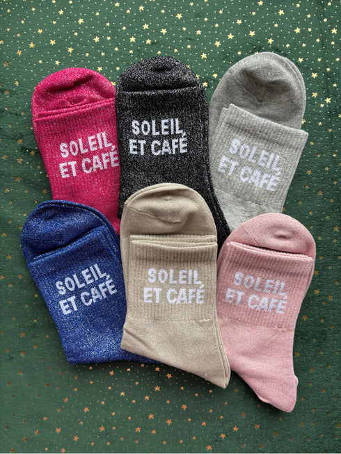 Chaussettes hautes à paillettes "SOLEIL ET CAFE" 36/41