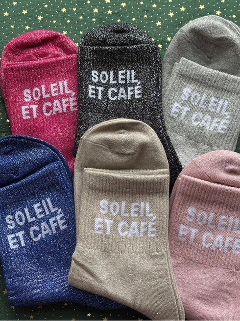 Chaussettes hautes à paillettes "SOLEIL ET CAFE" 36/41