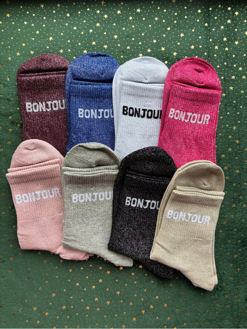 Chaussettes à paillettes "BONJOUR" 36/41