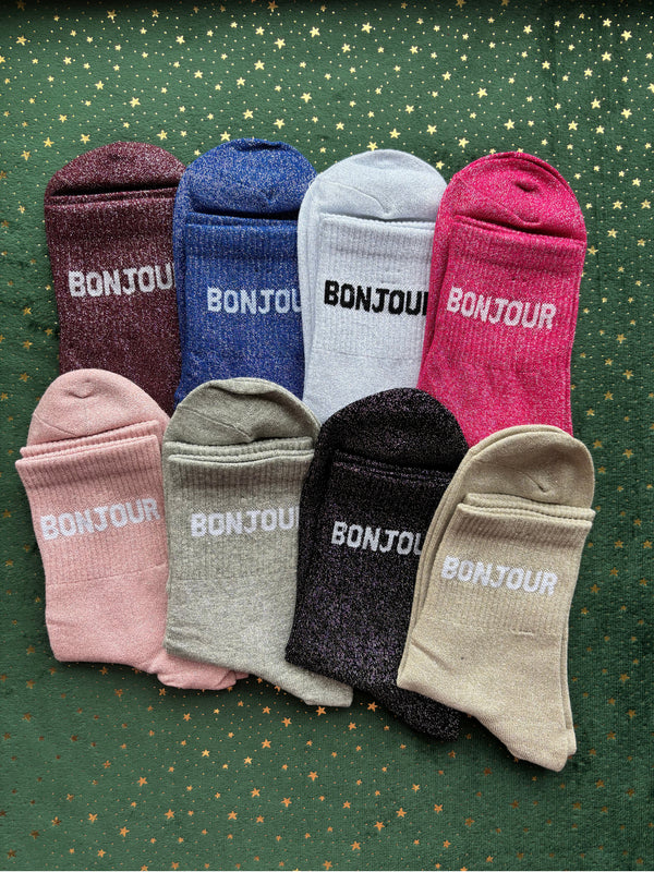 Chaussettes à paillettes "BONJOUR" 36/41