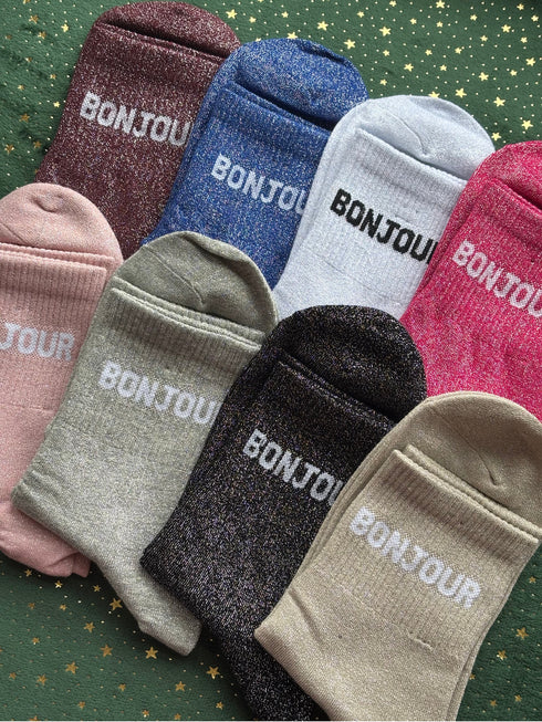 Chaussettes à paillettes "BONJOUR" 36/41