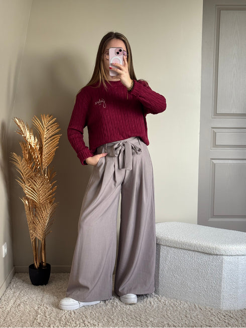 Pull torsadé bordeaux J'ADORE