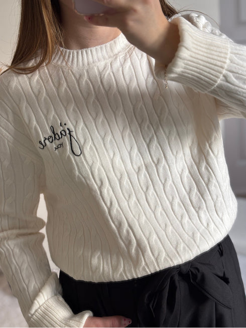 Pull torsadé écru J'ADORE