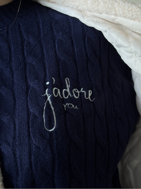 Pull torsadé marine J'ADORE