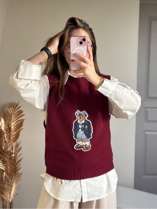 Pull sans manches bordeaux TEDDY