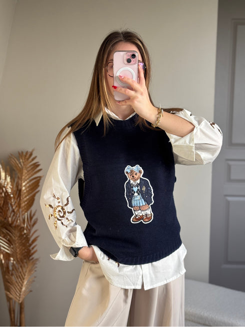 Pull sans manches marine TEDDY