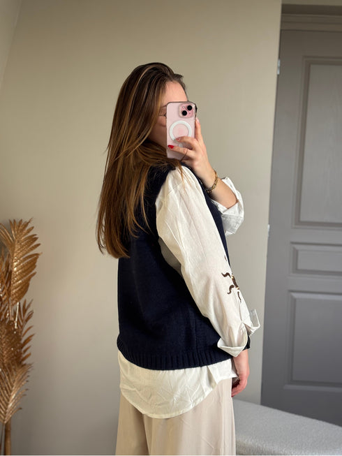 Pull sans manches marine TEDDY