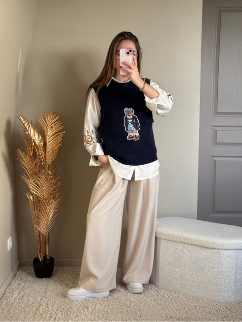 Pull sans manches marine TEDDY