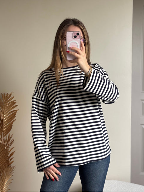 T-shirt blanc/marine SAM