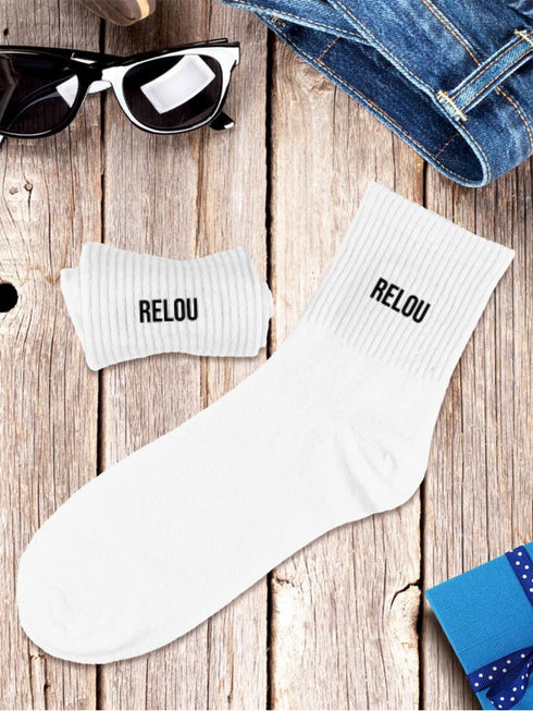 Chaussettes homme noir ou blanc "RELOU" - 39/45