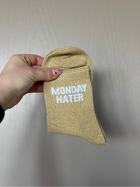 Chaussettes hautes à paillettes “MONDAY HATER” – 36/41