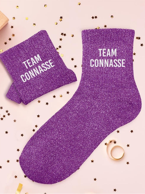 Chaussettes mi-hautes à paillettes “TEAM CONNASSE” – 36/42
