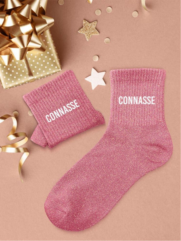 Chaussettes mi-hautes à paillettes "CONNASSE” – 36/42