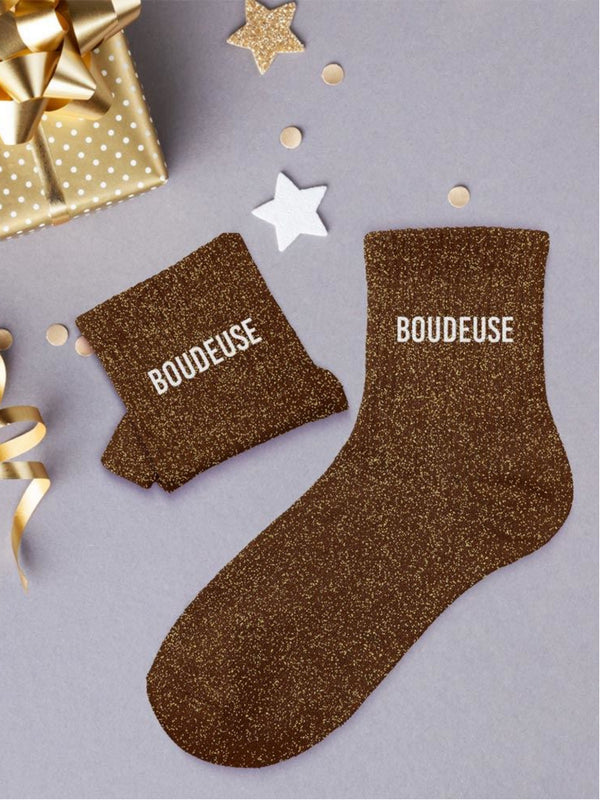Chaussettes mi-hautes à paillettes "BOUDEUSE” – 36/42