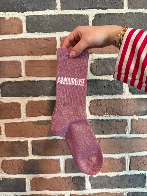 Chaussettes hautes à paillettes “AMOUREUSE” – 36/42
