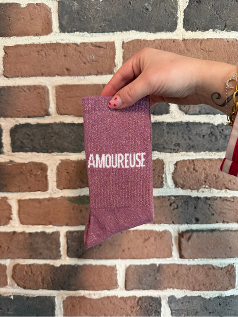 Chaussettes hautes à paillettes “AMOUREUSE” – 36/42