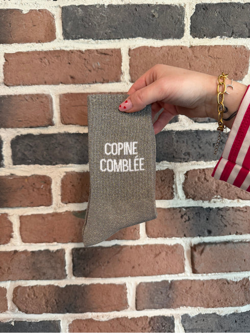 Chaussettes hautes à paillettes “COPINE COMBLÉE” – 36/42