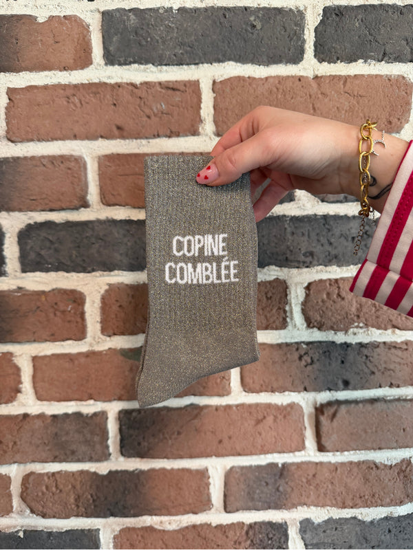 Chaussettes hautes à paillettes “COPINE COMBLÉE” – 36/42