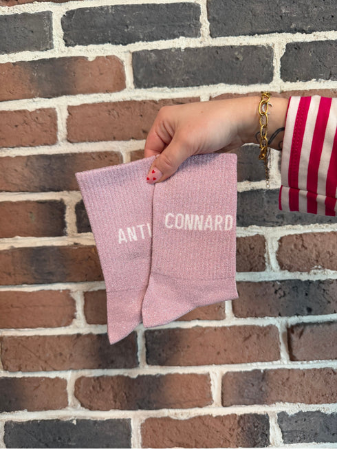 Chaussettes hautes à paillettes “ANTI/CONNARD” – 36/42