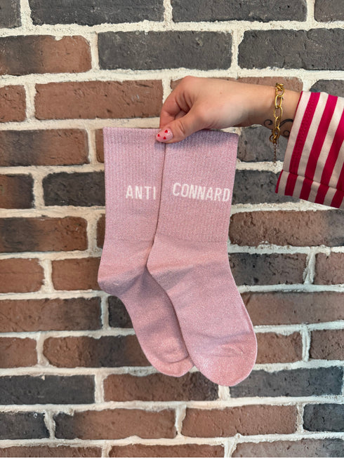 Chaussettes hautes à paillettes “ANTI/CONNARD” – 36/42