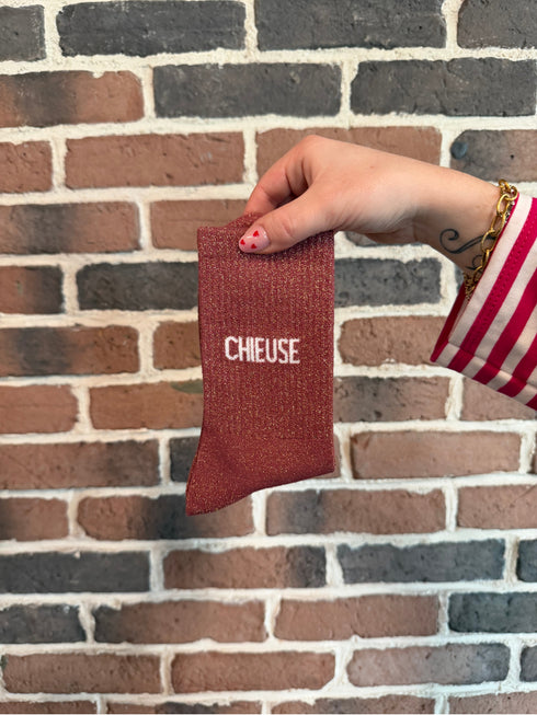 Chaussettes hautes à paillettes “CHIEUSE” – 36/42