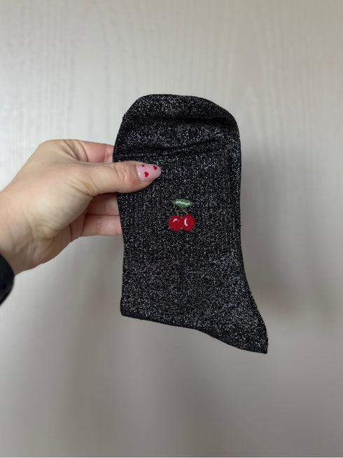 Chaussettes hautes à paillettes MOTIF "🍒 " 36/41