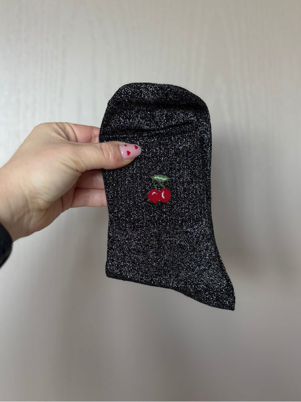 Chaussettes hautes à paillettes MOTIF "🍒 " 36/41