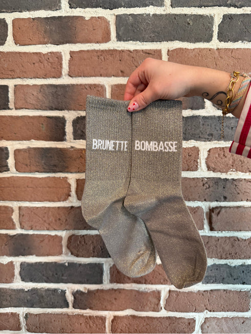 Chaussettes hautes à paillettes “BRUNETTE/BOMBASSE” – 36/42
