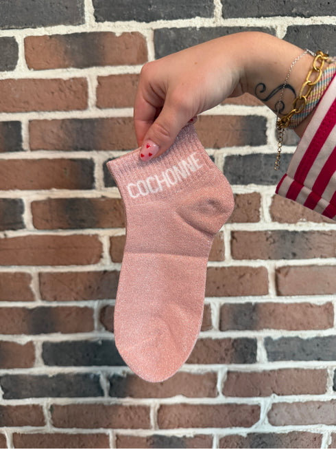 Socquettes à paillettes “COCHONNE” – 36/42