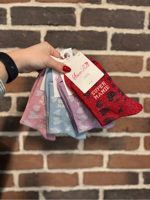 Chaussettes hautes à paillettes "SUPER MAMIE" 36/41