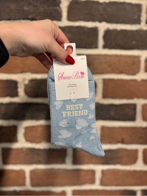 Chaussettes hautes à paillettes "BEST FRIEND" 36/41