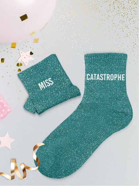 Chaussettes mi-hautes à paillettes "MISS/CATASTROPHE” – 36/42