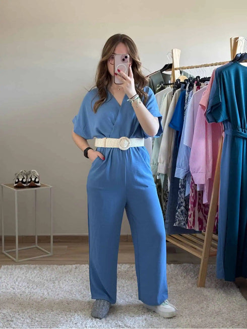 Combi-pantalon bleu jean Alma