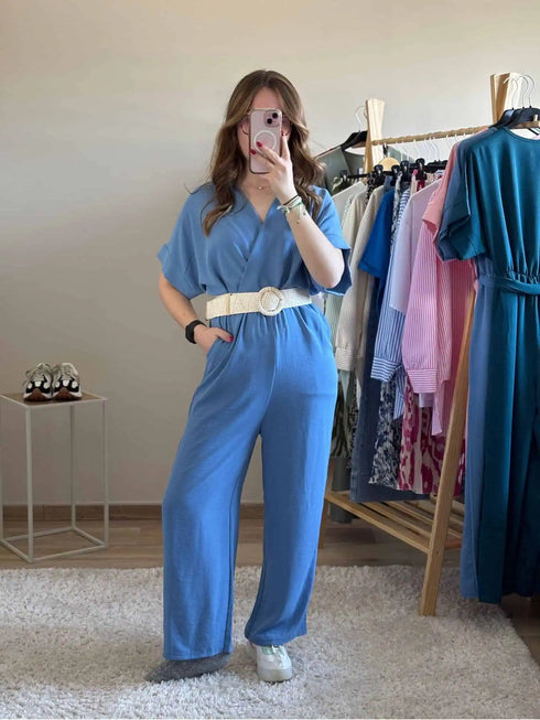 Combi-pantalon bleu jean Alma