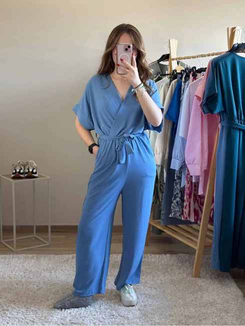 Combi-pantalon bleu jean Alma