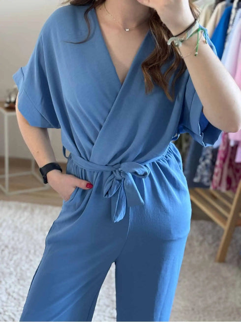 Combi-pantalon bleu jean Alma