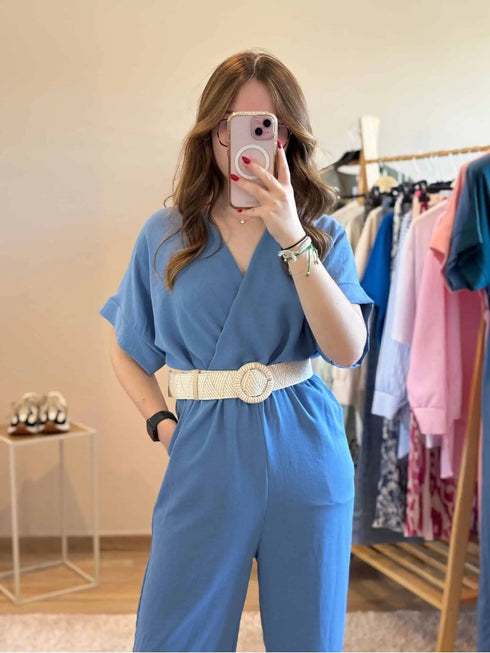 Combi-pantalon bleu jean Alma