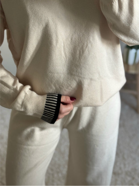 Ensemble pull + pantalon écru ELIA