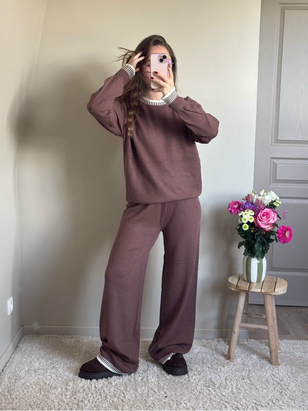 Ensemble pull + pantalon marron ELIA